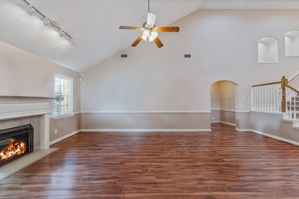 Empty room, Fireplace, Interior, Wood Texture Flooring