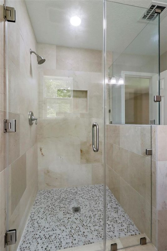 Bathroom, Glass Shower, Interior, Recessed Lighting