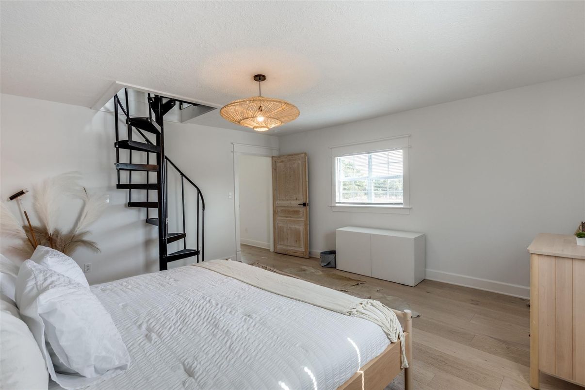 Bedroom, Chandelier, Interior, Wood Texture Flooring