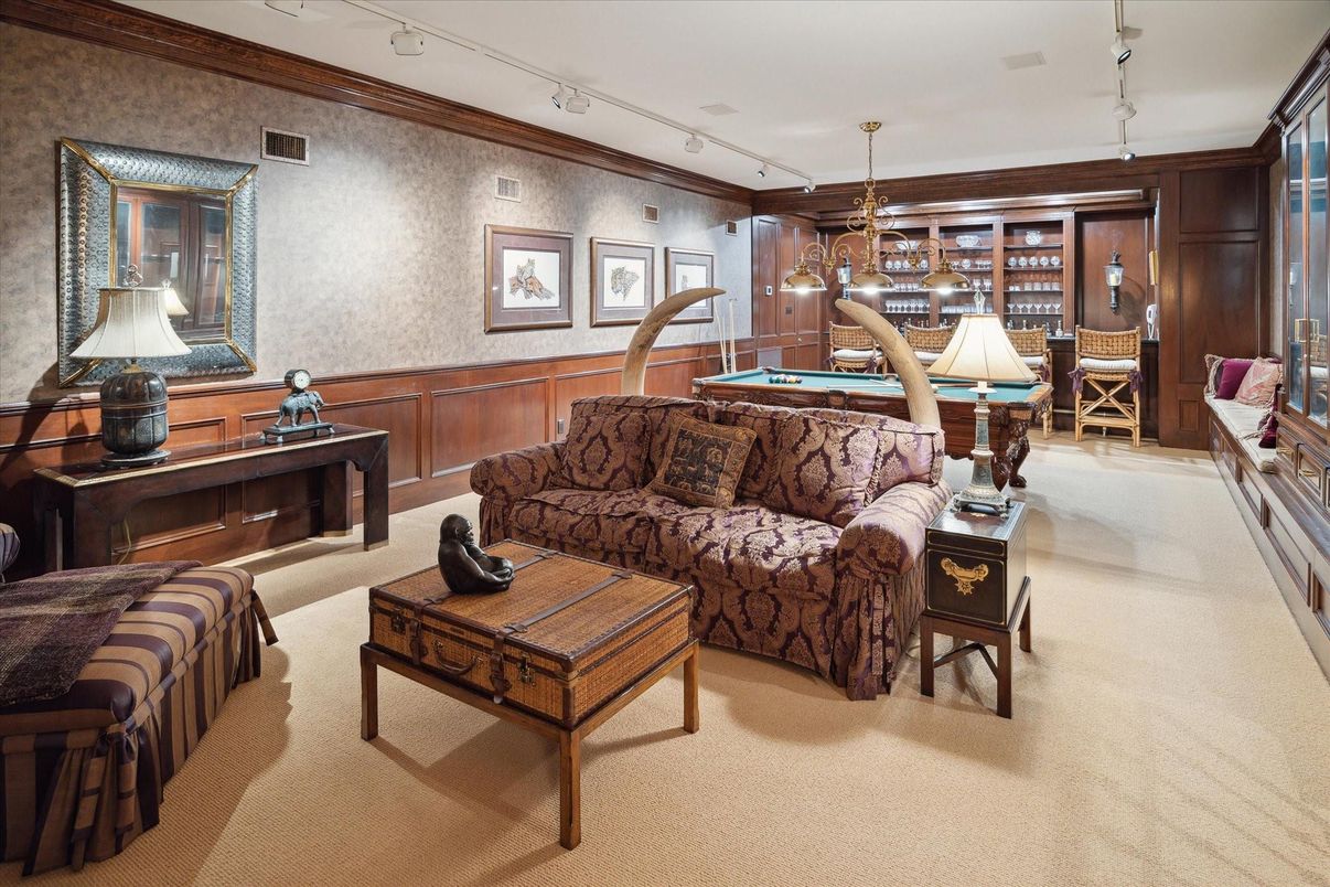 Billiard Table, Game Room, Interior, Living room, Pendant Lights, Wooden Walls