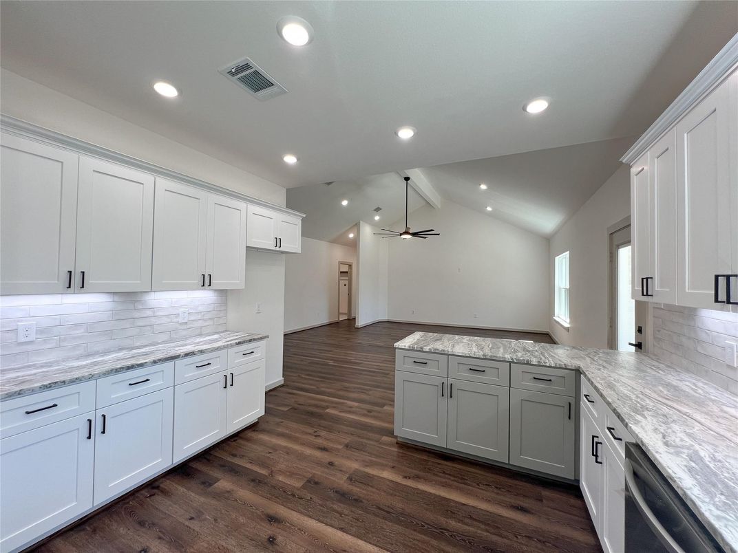 Interior, Kitchen, Recessed Lighting, Wood Texture Flooring