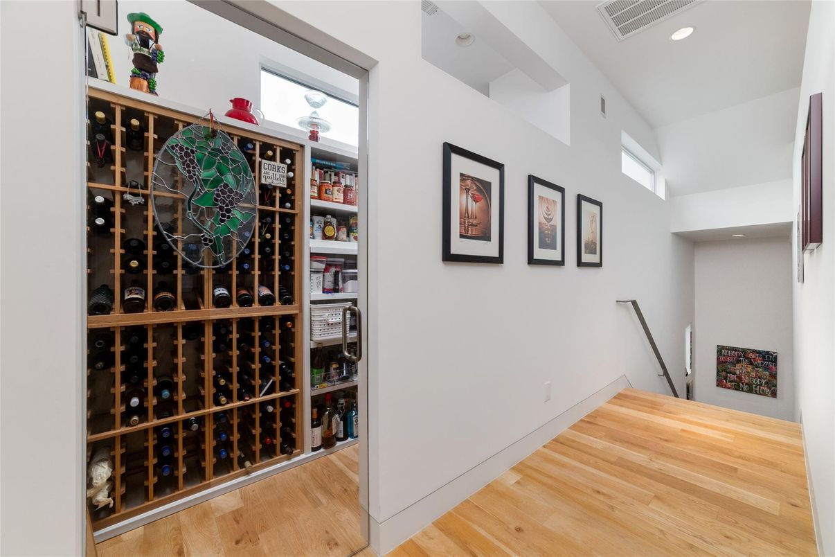 Interior, Recessed Lighting, Wine Storage, Wood Texture Flooring