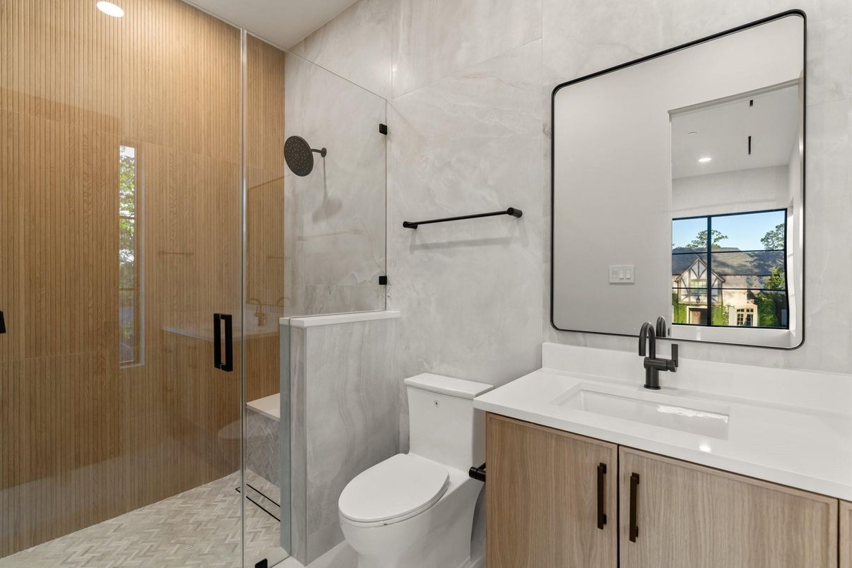 Bathroom, Glass Shower, Interior, Recessed Lighting