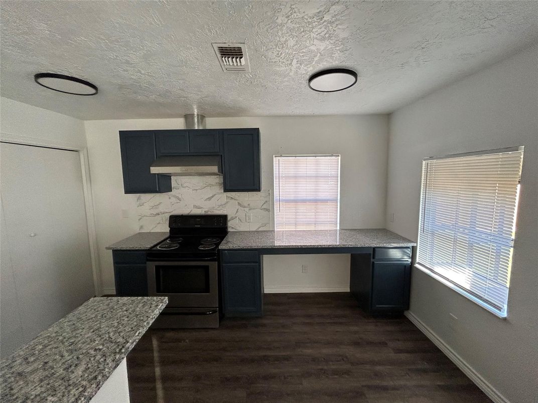 Interior, Kitchen, Marble Walls, Wood Texture Flooring