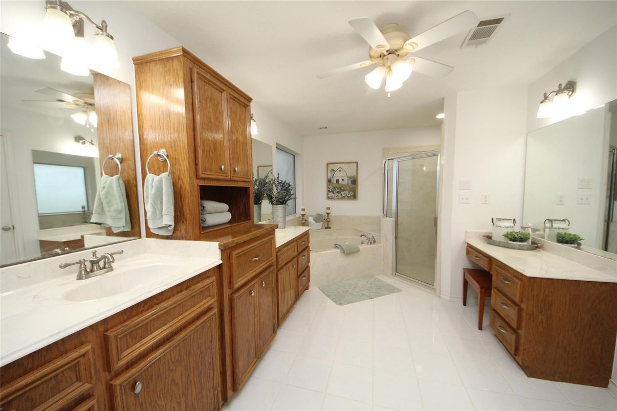 Bathroom, Dual Sink Vanities, Glass Shower, Interior