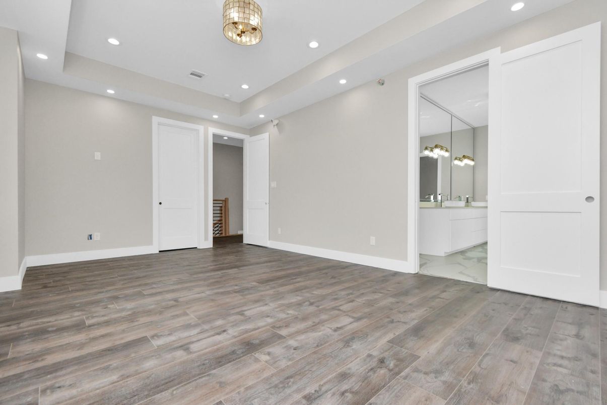Bathroom, Empty room, Interior, Recessed Lighting, Wood Texture Flooring