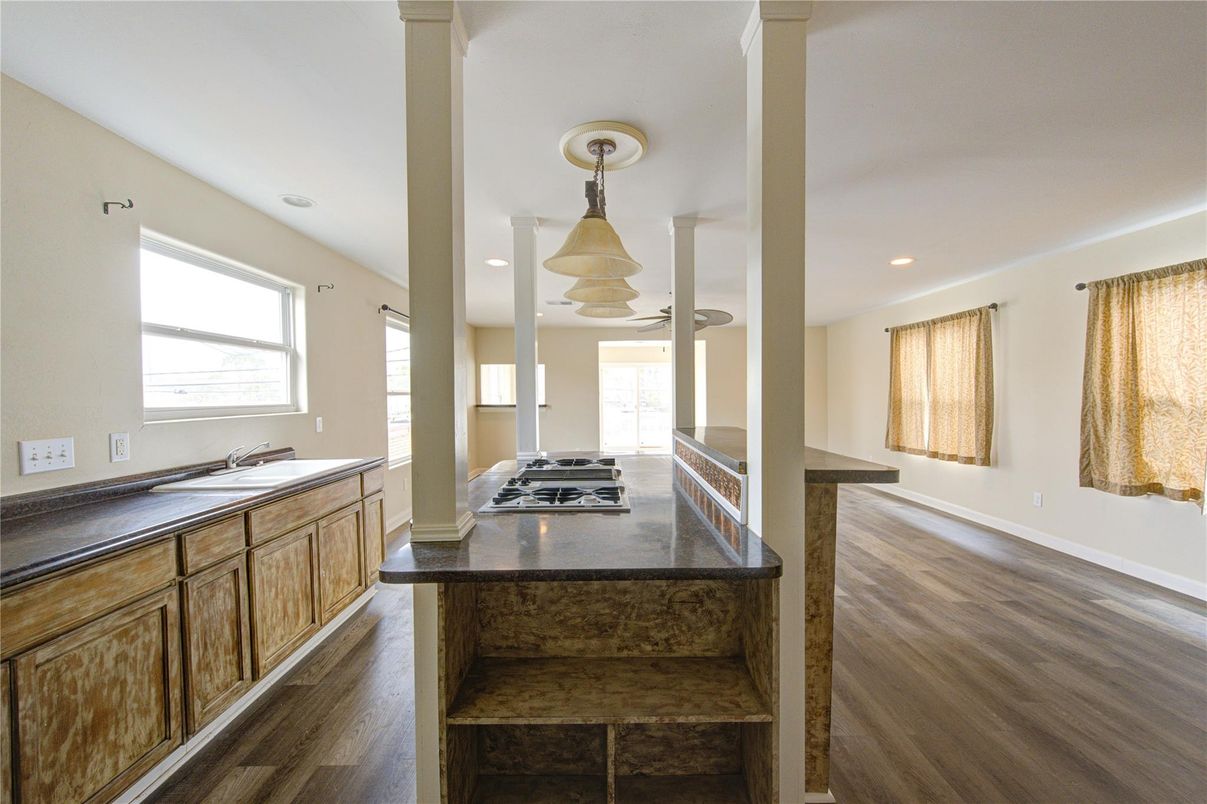 Interior, Kitchen, Recessed Lighting, Wood Texture Flooring