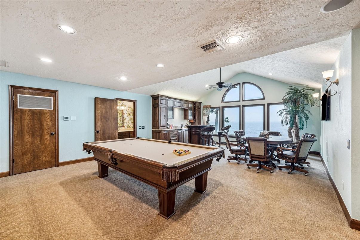 Billiard Table, Game Room, Interior, Recessed Lighting, Water