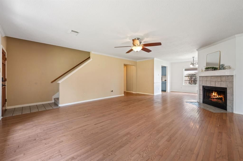 Empty room, Fireplace, Interior, Wood Texture Flooring
