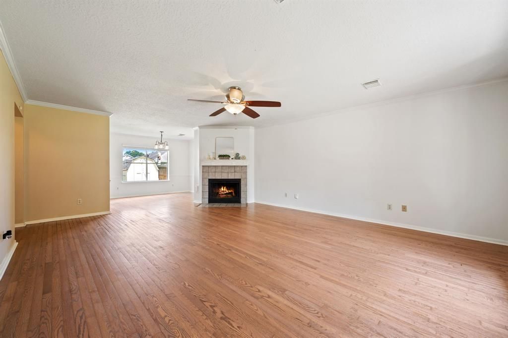 Empty room, Fireplace, Interior, Wood Texture Flooring