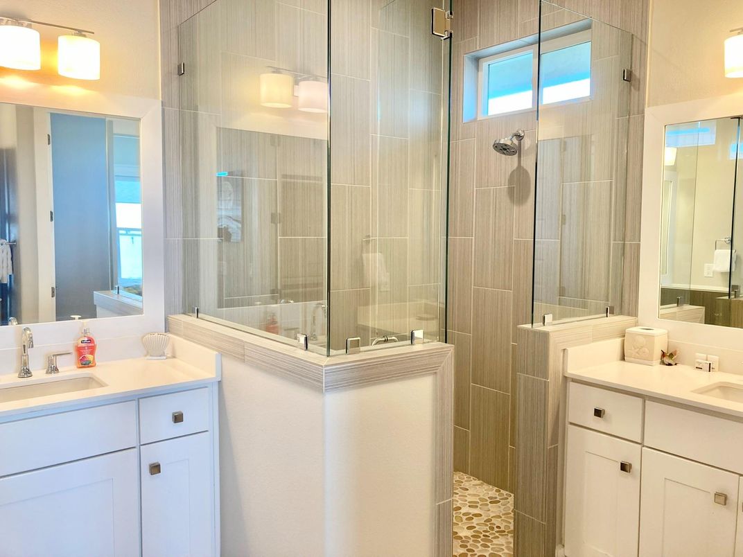 Bathroom, Dual Sink Vanities, Glass Shower, Interior