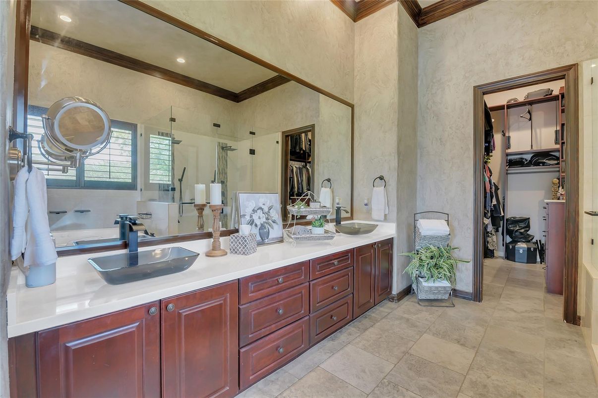 Bathroom, Dual Sink Vanities, Glass Shower, Interior, Recessed Lighting