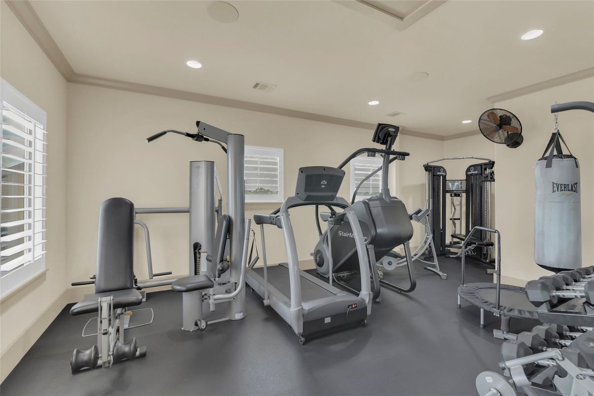 Fitness Equipment, Gym, Interior, Recessed Lighting