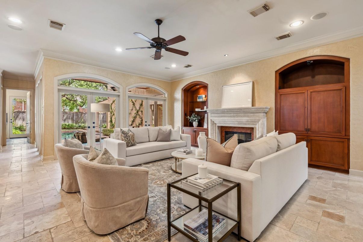 Fireplace, Interior, Living room, Recessed Lighting