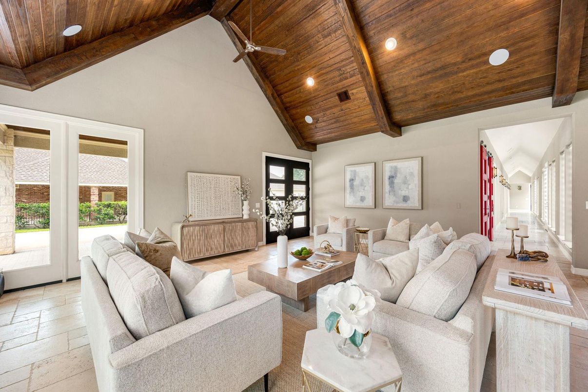 Interior, Living room, Recessed Lighting, Wooden Beams, Wooden Ceilings