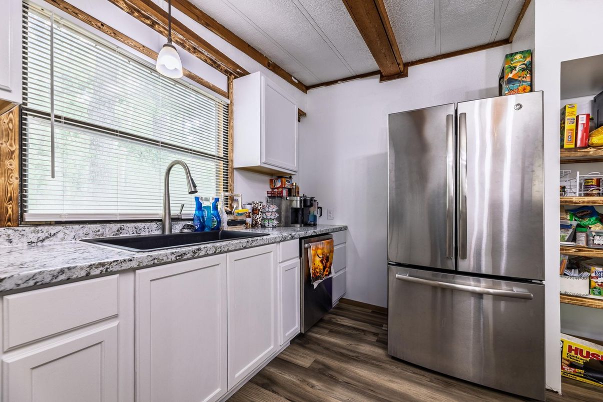 Interior, Kitchen, Pendant Lights, Stainless Steel Appliances, Wood Texture Flooring