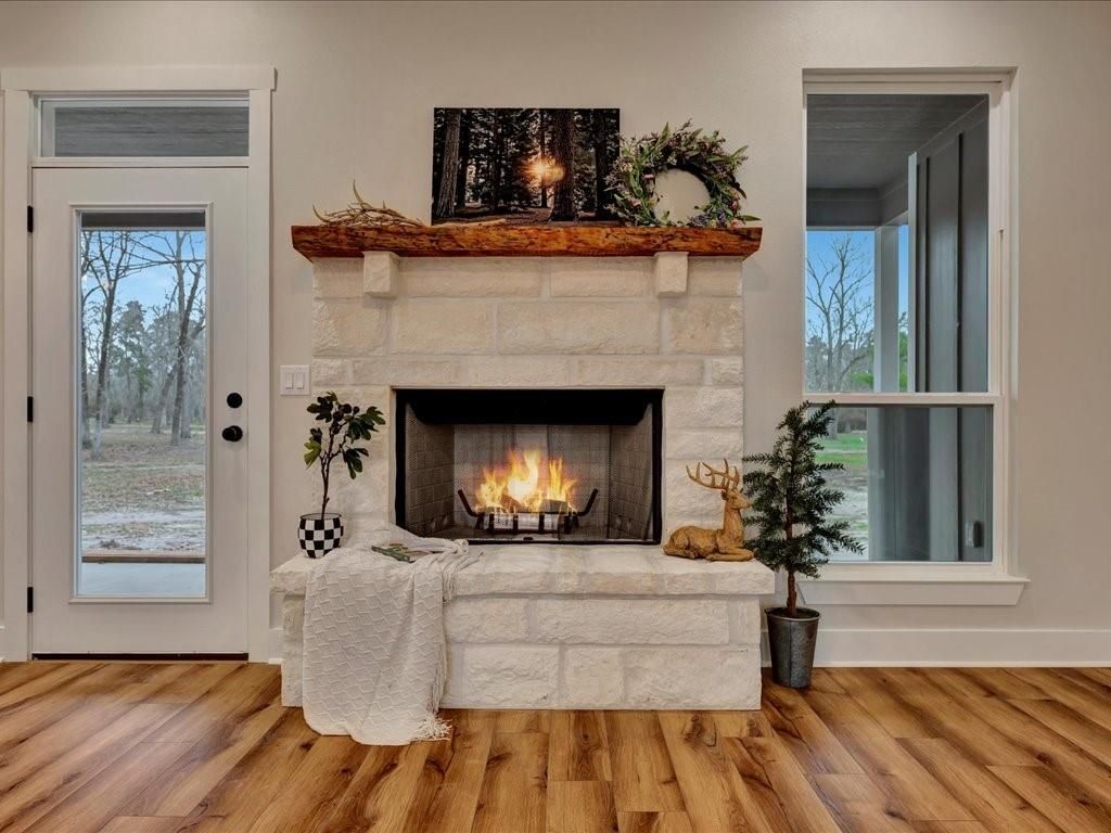 Fireplace, Interior, Wood Texture Flooring