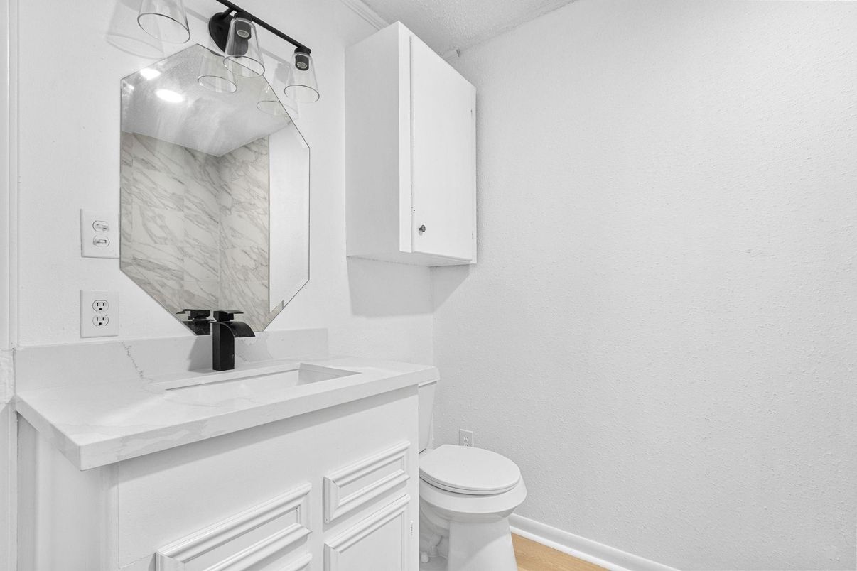 Bathroom, Interior, Marble Walls, Wood Texture Flooring