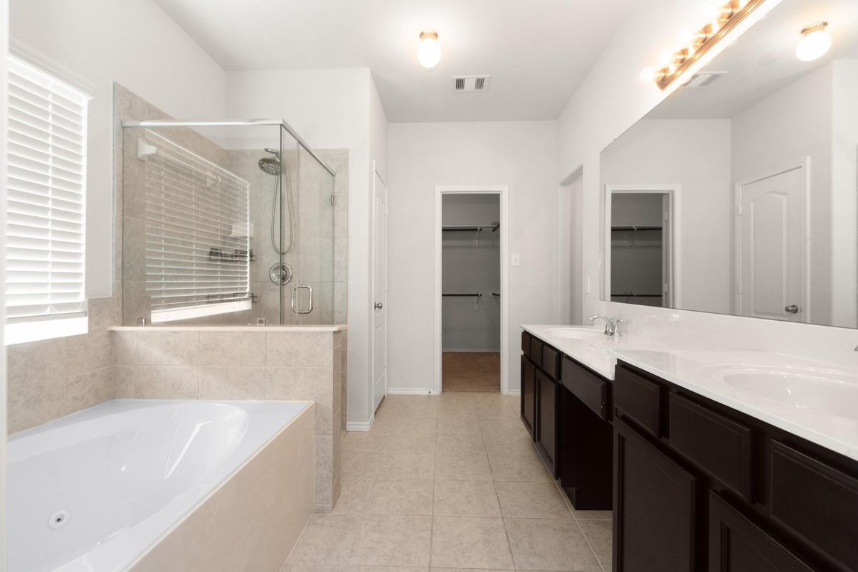 Bathroom, Dual Sink Vanities, Glass Shower, Interior