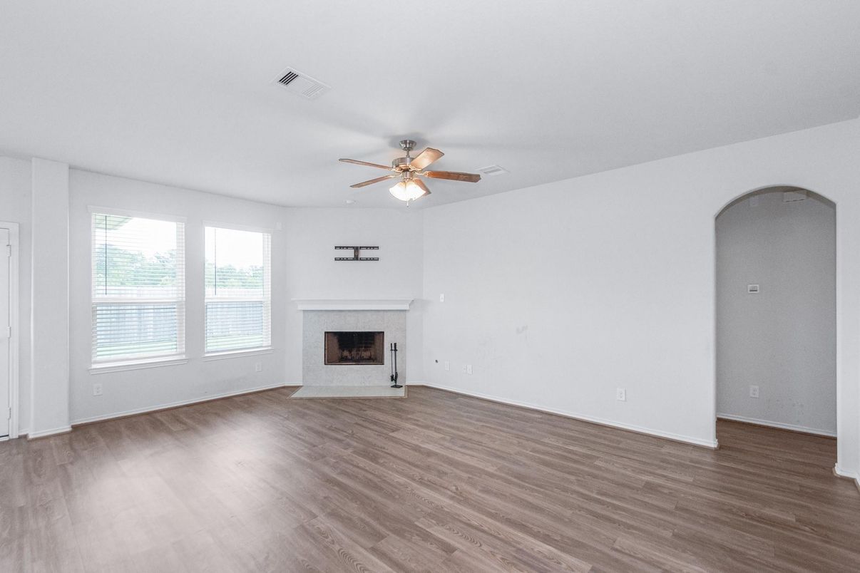 Empty room, Fireplace, Interior, Wood Texture Flooring