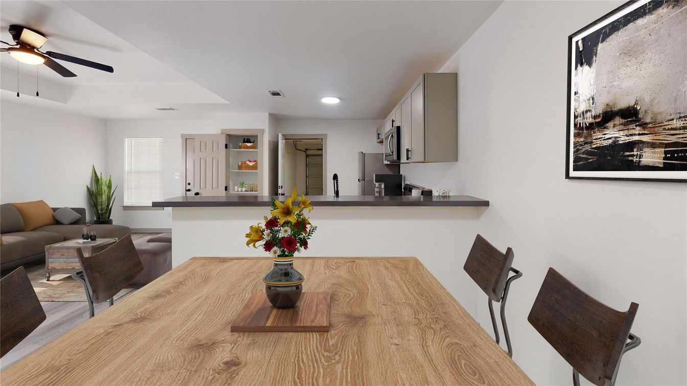 Dining room, Interior, Kitchen, Living room, Recessed Lighting