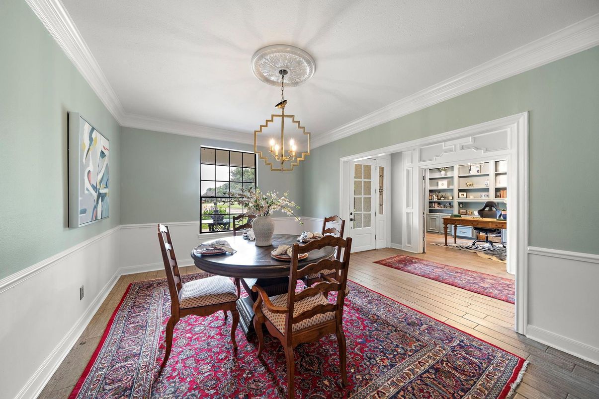 Chandelier, Dining room, Interior, Pendant Lights, Wood Texture Flooring