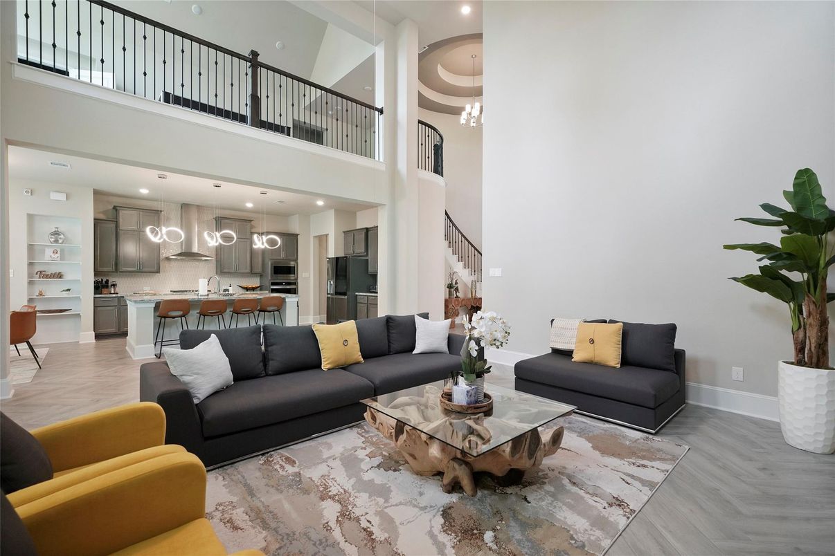 Interior, Kitchen, Living room, Pendant Lights, Recessed Lighting, Stainless Steel Appliances, Wood Texture Flooring