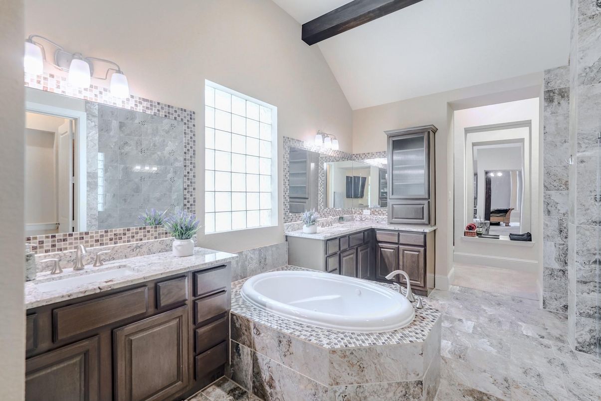Bathroom, Dual Sink Vanities, Interior, Wooden Beams