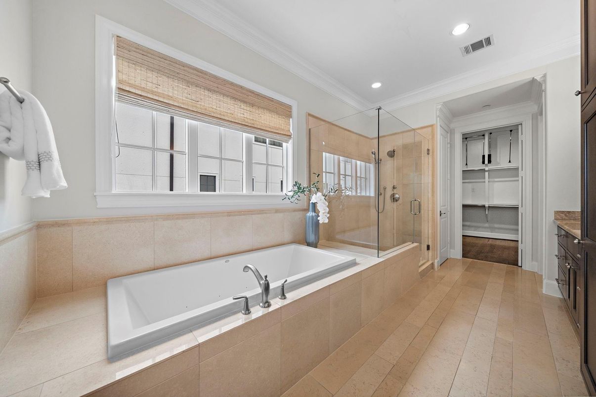 Bathroom, Glass Shower, Interior, Recessed Lighting