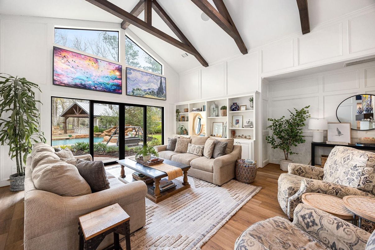 Interior, Living room, Wooden Beams, Wood Texture Flooring