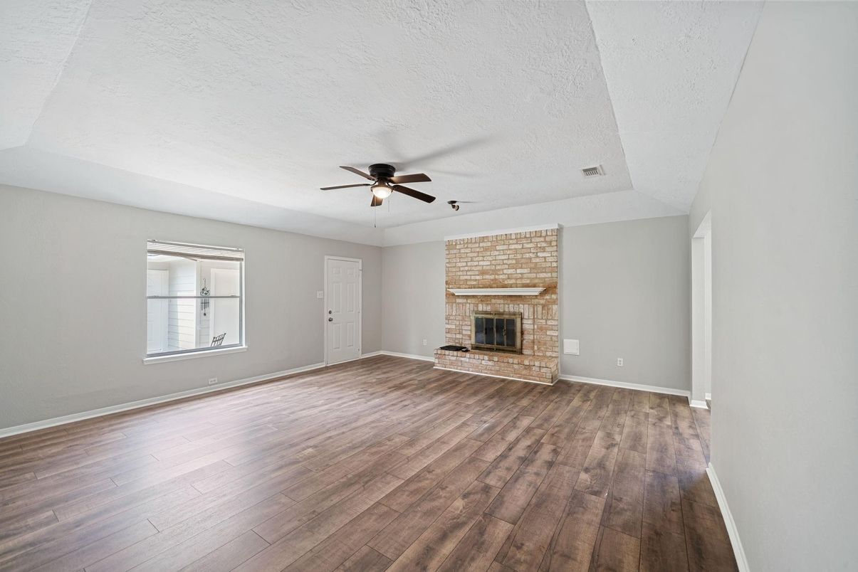 Empty room, Fireplace, Interior, Wood Texture Flooring