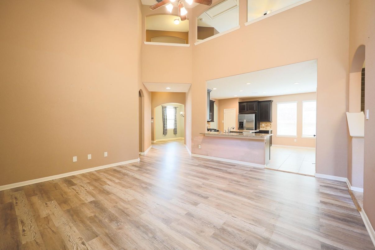 Interior, Kitchen, Recessed Lighting, Wood Texture Flooring