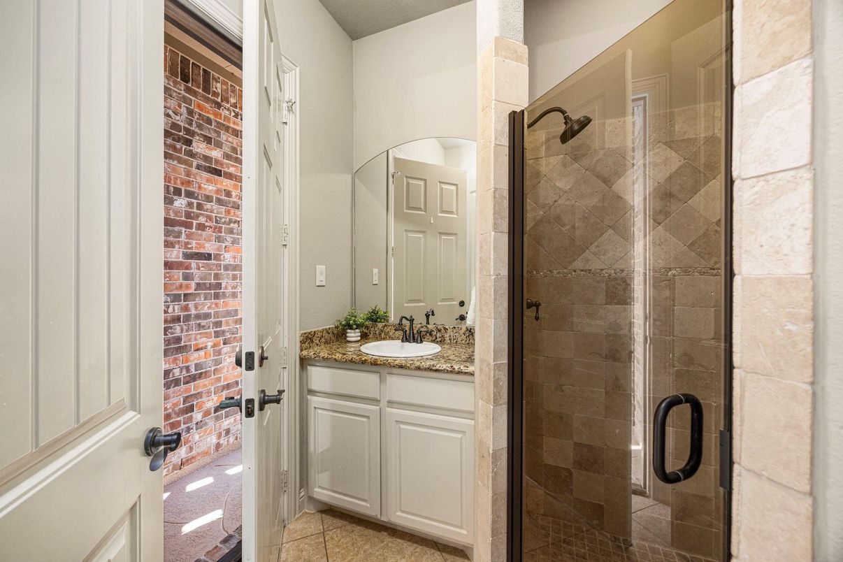 Bathroom, Glass Shower, Interior, Stone Walls