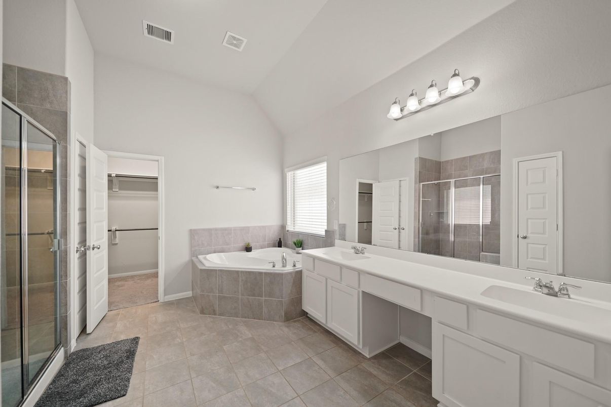 Bathroom, Dual Sink Vanities, Glass Shower, Interior