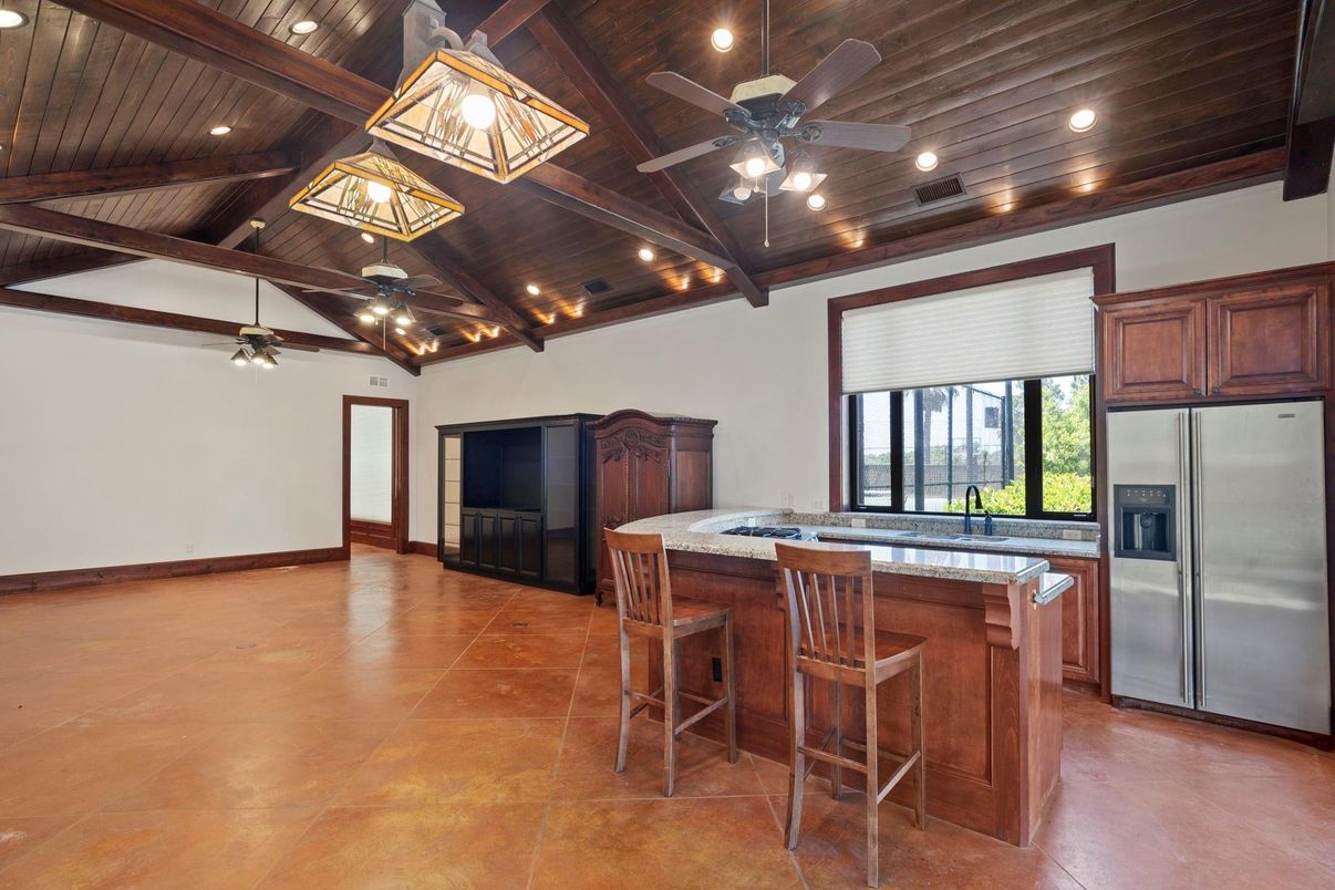 Interior, Kitchen, Recessed Lighting, Stainless Steel Appliances, Wooden Beams, Wooden Ceilings