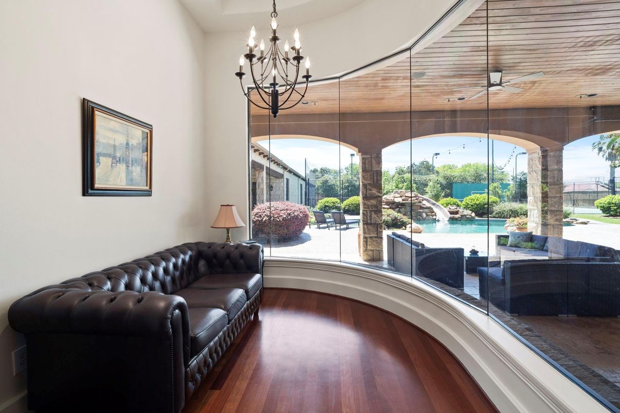 Chandelier, Interior, Pool, Wood Texture Flooring