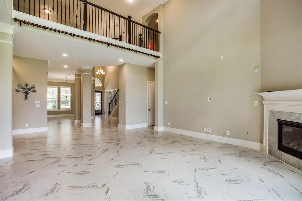 Fireplace, Interior, Marble, Recessed Lighting