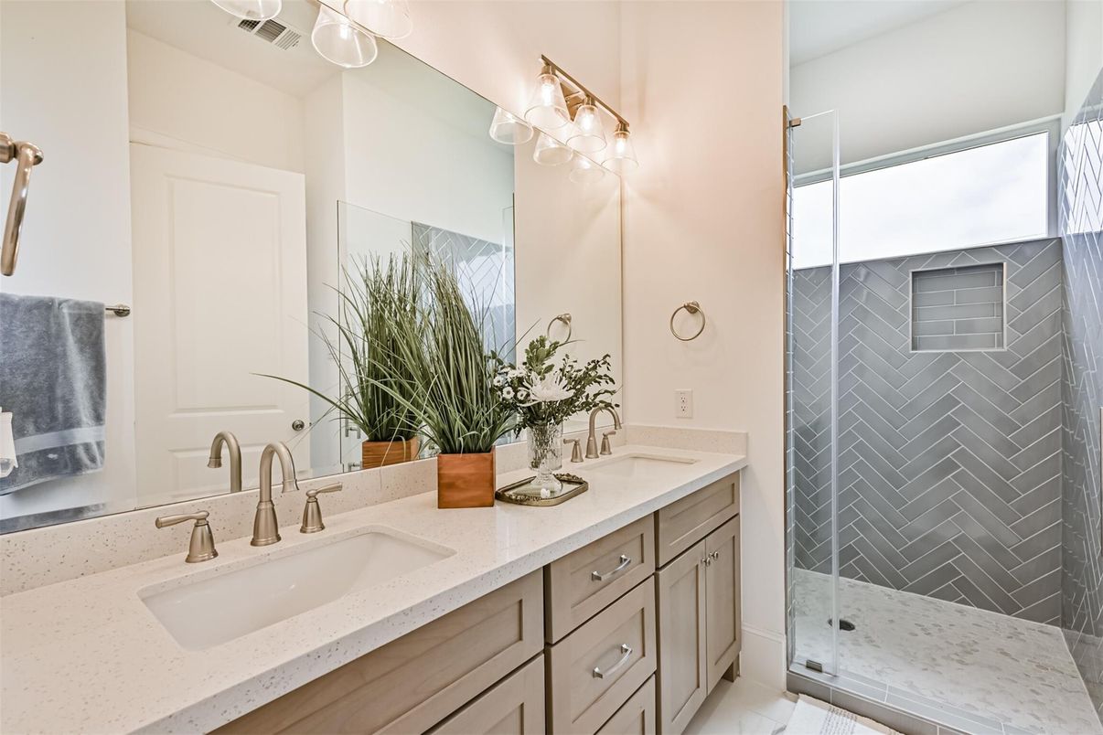 Bathroom, Dual Sink Vanities, Glass Shower, Interior