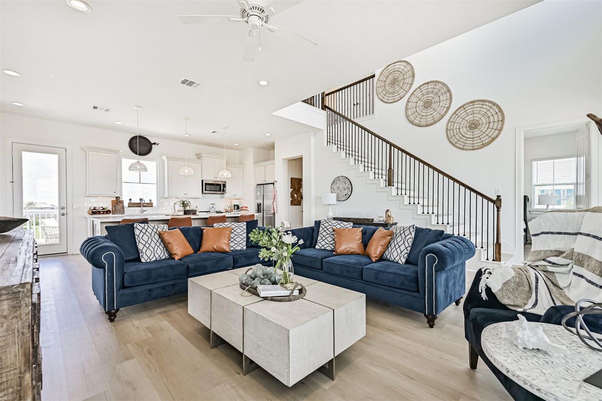 Interior, Kitchen, Living room, Pendant Lights, Recessed Lighting, Stainless Steel Appliances, Wood Texture Flooring