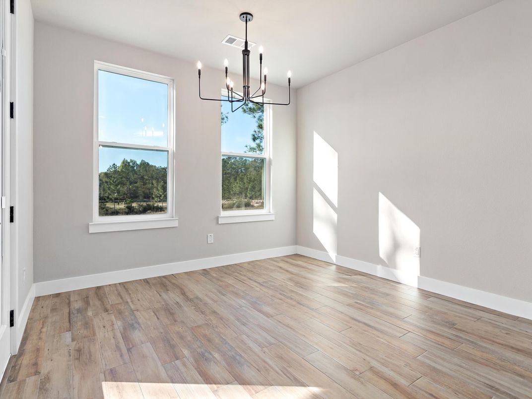 Chandelier, Empty room, Interior, Pendant Lights, Wood Texture Flooring