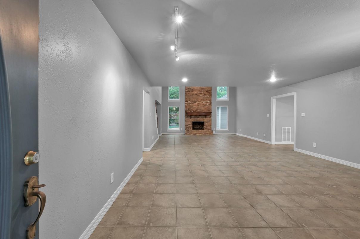 Empty room, Fireplace, Interior, Recessed Lighting