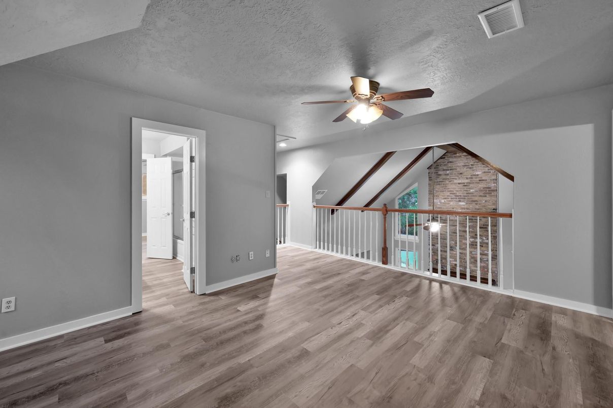 Empty room, Interior, Stone Walls, Wood Texture Flooring