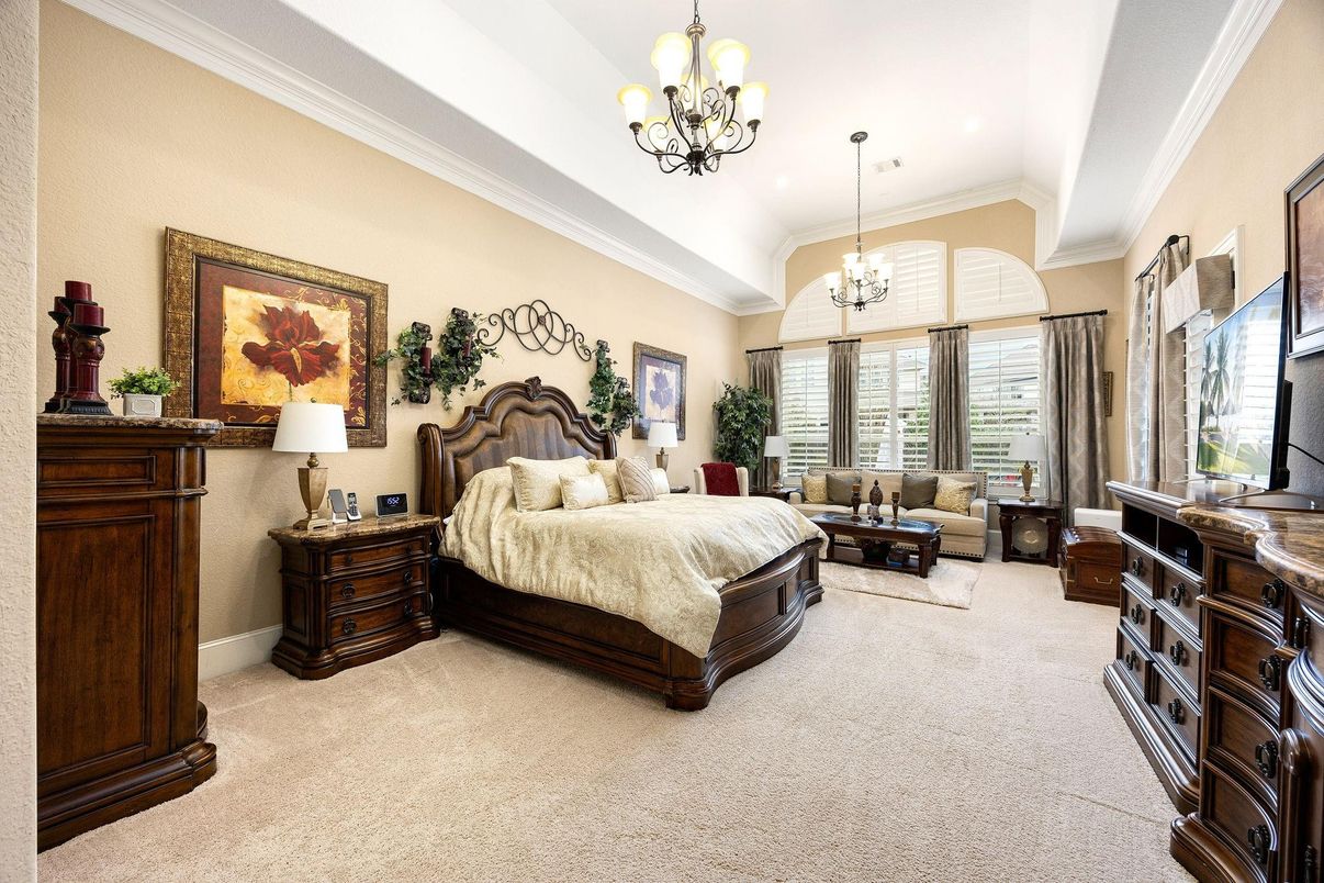 Bedroom, Chandelier, Interior