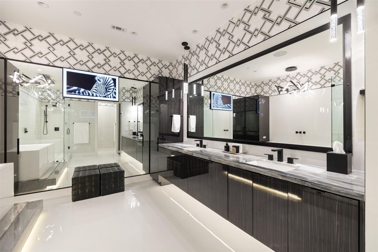 Bathroom, Glass Shower, Interior, Recessed Lighting