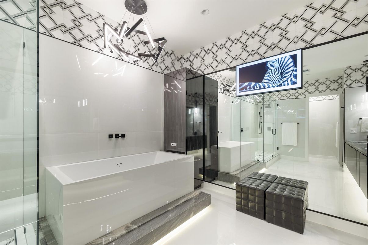 Bathroom, Glass Shower, Interior, Recessed Lighting