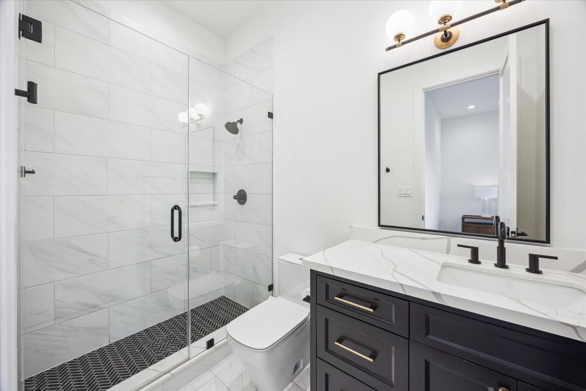 Bathroom, Glass Shower, Interior, Marble Walls
