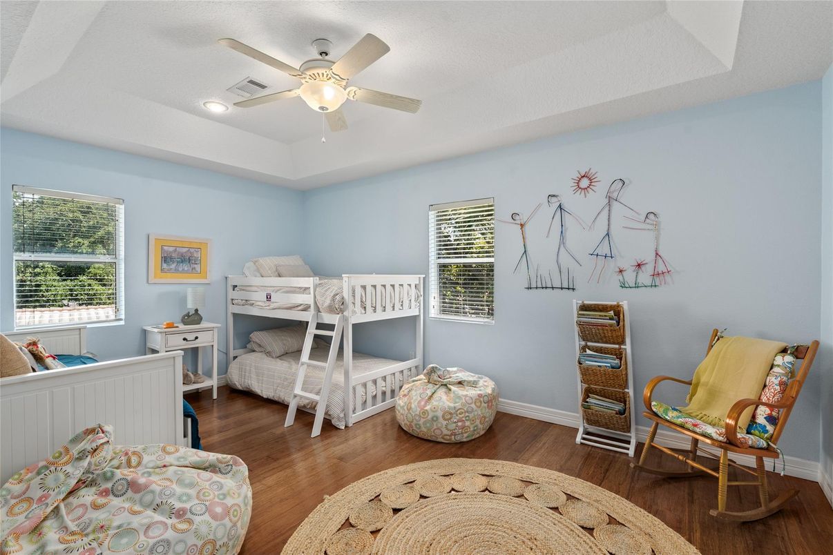 Bedroom, Home Office, Interior, Recessed Lighting, Wood Texture Flooring