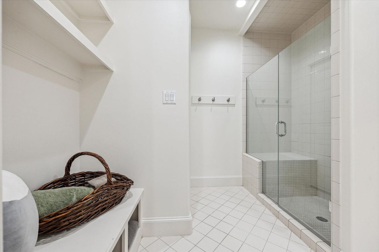 Bathroom, Glass Shower, Interior, Recessed Lighting