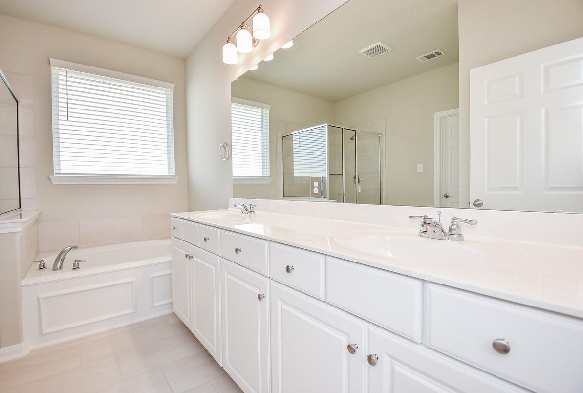 Bathroom, Dual Sink Vanities, Glass Shower, Interior