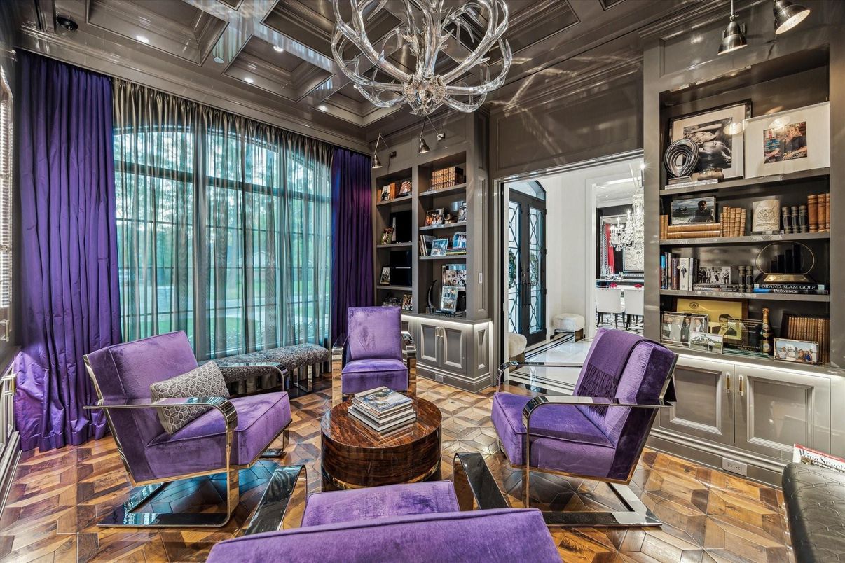 Chandelier, Interior, Living room, Recessed Lighting, Wood Texture Flooring